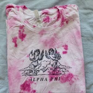 Oversized hand tie dyed tee angel print